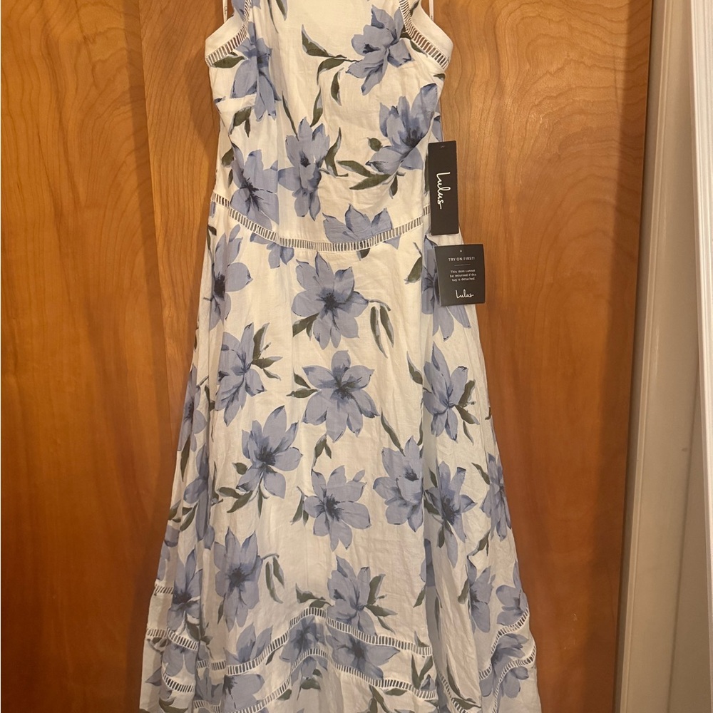 Lulu's White and Blue Floral Dress